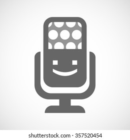 Illustration of an isolated microphone icon with a smile text face