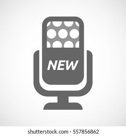Illustration of an isolated microphone with    the text NEW