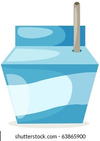 illustration of isolated milk box with straw on white background