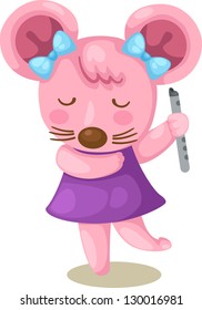 illustration of isolated mouse playing flute