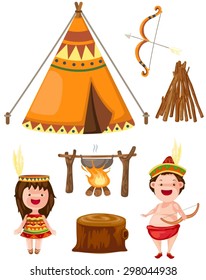 illustration of isolated native american set on white