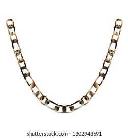 Illustration of isolated neck chain.  Golden hanging chains. Crop Style.
