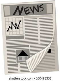 illustration of isolated newspaper on white