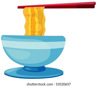 illustration of isolated noodles food with chopsticks