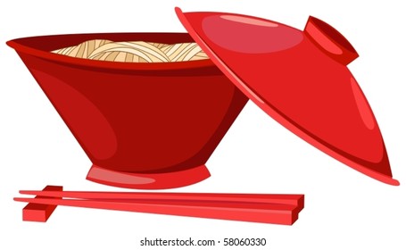 illustration of isolated noodles food with chopsticks