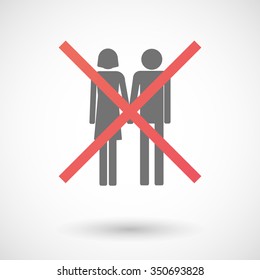 Illustration of an isolated not allowed cross icon with a heterosexual couple pictogram