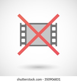 Illustration of an isolated not allowed cross icon with a film photogram