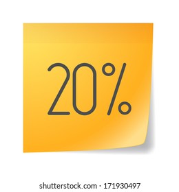 Illustration of an isolated note with a discount symbol
