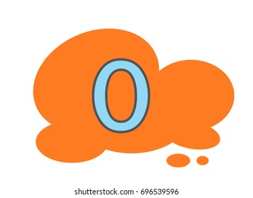 illustration of isolated number zero character with blank