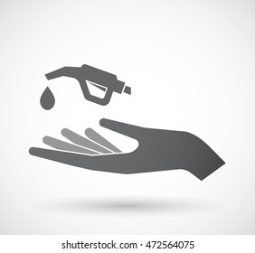 Illustration of an isolated offerign hand icon with  a gas hose icon