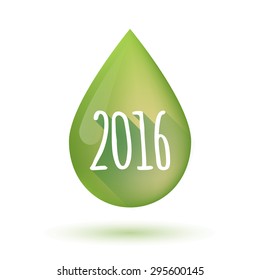 Illustration of an isolated Olive oil drop icon with a 2016 sign