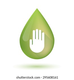 Illustration of an isolated olive oil drop icon with a hand