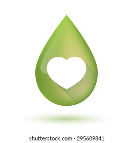 Illustration of an isolated olive oil drop icon with a heart