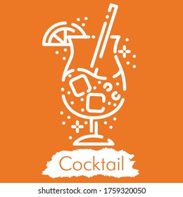 Illustration einzeln auf orangefarbenem Hintergrund. Zeilenstil, Vektorgrafikgrafik. Cute, modern
