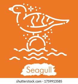 Illustration isolated on orange background. Line style vector engraving illustration. Cute, modern