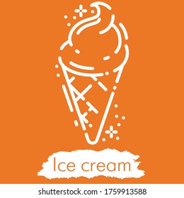 Illustration isolated on orange background. Line style vector engraving illustration. Cute, modern