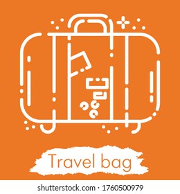 Illustration isolated on orange background. Line style vector engraving illustration. Cute, modern
