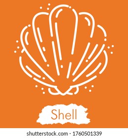 Illustration isolated on orange background. Line style vector engraving illustration. Cute, modern