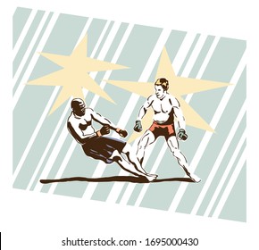 illustration isolated on white background. The concept of violence and cruelty in society.