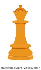Illustration of an isolated orange queen chess piece with white background