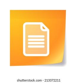 Illustration of an isolated orange sticky note with a document