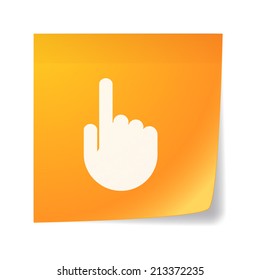 Illustration of an isolated orange sticky note with a hand