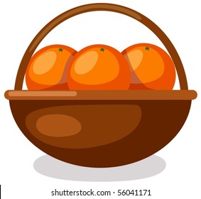 illustration of isolated  oranges in basket on white background