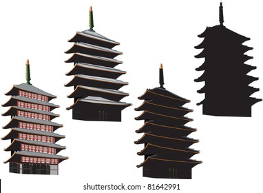 illustration with isolated pagoda collection