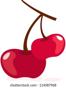 illustration of isolated pair of cherries on white