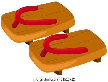 illustration of isolated pair of wooden clog on white background