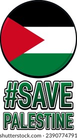 Illustration of isolated Palestine flag with heart shape to show support