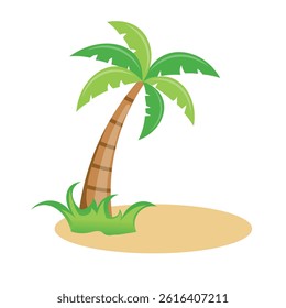 Illustration of isolated palm trees with coconut on white background
