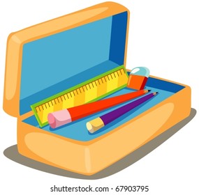 illustration of isolated pencil case on white background,