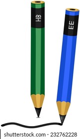 illustration of isolated pencils on white background