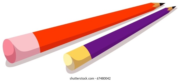 illustration of isolated pencils on white background