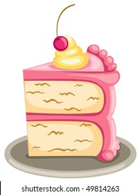 illustration of isolated piece of cake on white background