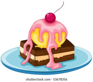 illustration of isolated piece of cake on white background