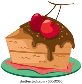 illustration of isolated piece of cake on white background