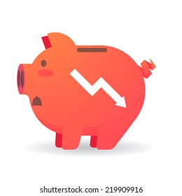 Illustration of an isolated piggy bank with a graph