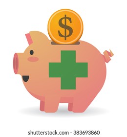 Illustration of an isolated piggy bank with a pharmacy sign