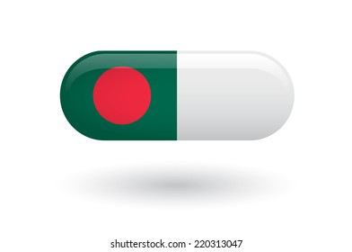 Illustration of an isolated pill with a flag of  Bangladesh