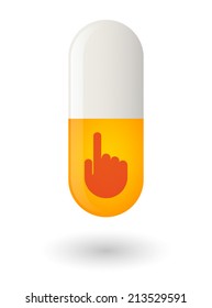 Illustration of an isolated pill with a hand