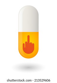 Illustration of an isolated pill with a hand