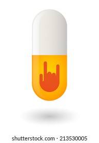 Illustration of an isolated pill with a hand
