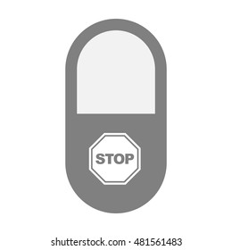 Illustration of an isolated  pill icon with  a stop signal