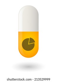 Illustration of an isolated pill with a pie chart
