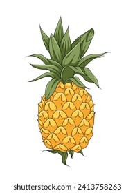 Illustration of isolated pineapple on white background