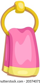 illustration of isolated pink hand towel on hanger