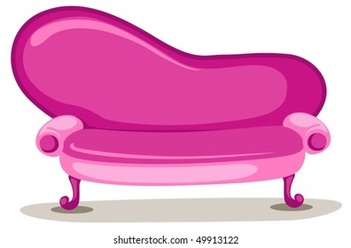 illustration of isolated pink sofa on white background