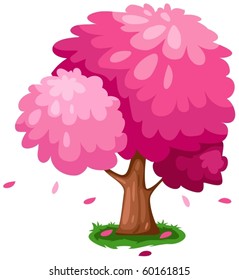 illustration of isolated pink tree on white background